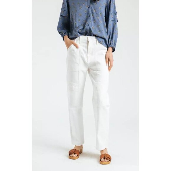 AGOLDE Cooper Cargo Jeans Women's 31 Milkshake Straight Leg‎ Full Length Denim - Picture 1 of 10